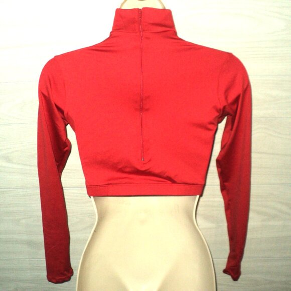 Body Wrappers Women's M Red MT206 Turtleneck Midriff MicroTECH Dance Cheer NEW - Picture 2 of 4